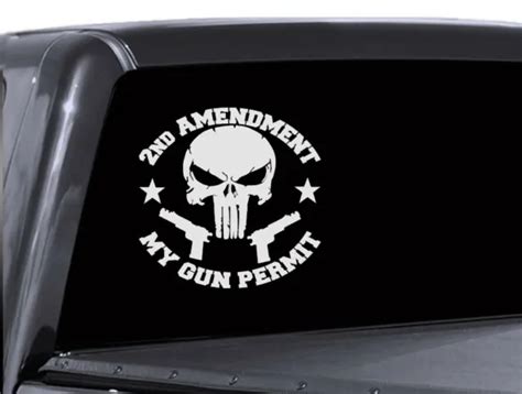 2nd Amendment My Gun Permit Punisher Vinyl Decal Sticker Car Truck 8 00 Picclick