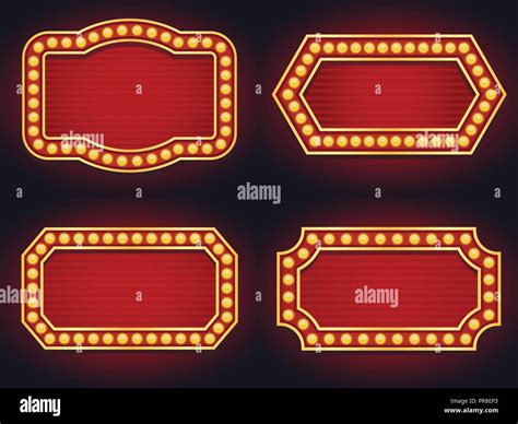 Set Of Light Sign Marquee Bulb Glowing Vintage Style Stock Vector Image