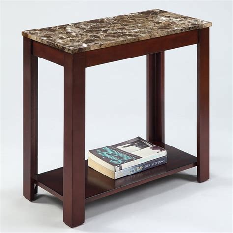 Shop Marble Top Cappuccino Wood Side End Table Free Shipping Today