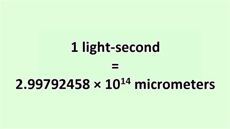 Convert Light Second To Micrometer Excelnotes