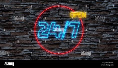 24 Hours Neon Signboards Set Vector Open All Day Neon Signs Design