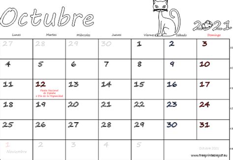 By nicholas fearn, brian turner 25 february 2021 read, edit, and. Calendario Octubre 2021 para imprimir | Imprimir el PDF Gratis