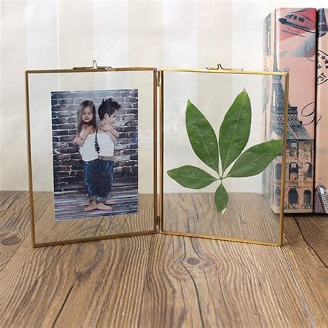 Antique Double Sided Hanging Clear Glass Hanging Frame Photo Frame Easy