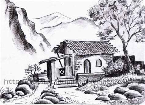 Scenery Drawing Nature Drawing With Pencil Shading Goimages Mega