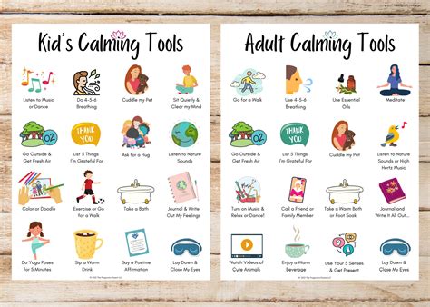 Kids Calm Tools Poster Adult Calming Tools Poster For Etsy Australia