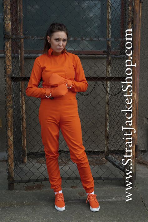 Prisoner Orange Jumpsuit With Neck Collar Restraining Bdsm Etsy Uk