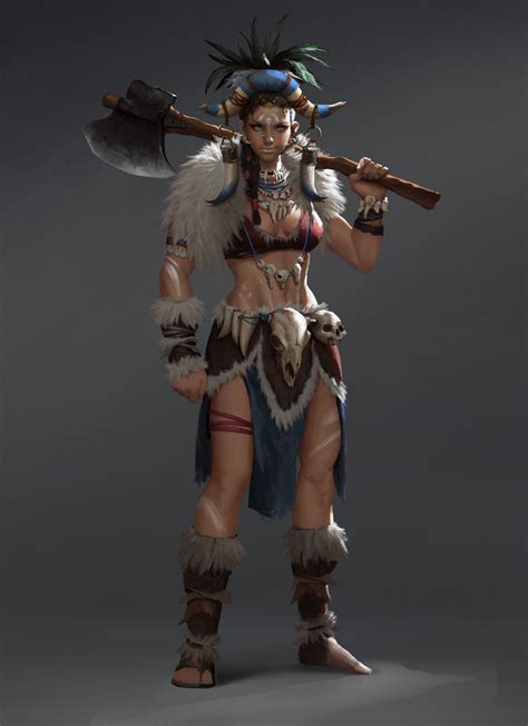 Artstation Savage Collection Yu Anyao Fantasy Female Warrior