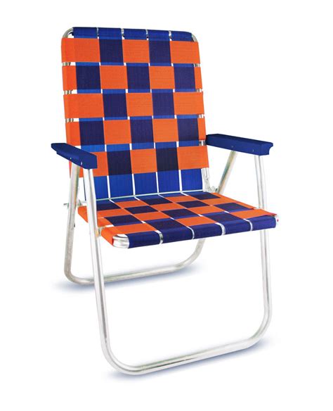 Lawn Chair Usa Blue And Orange Folding Aluminum Webbing Classic Chair