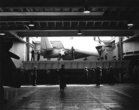 Photo A Tbm Avenger On An Aircraft Carrier Elevator As Seen From The
