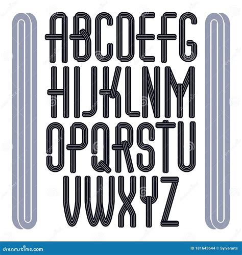 Vector Funky Tall Capital Alphabet Letters Collection With Parallel