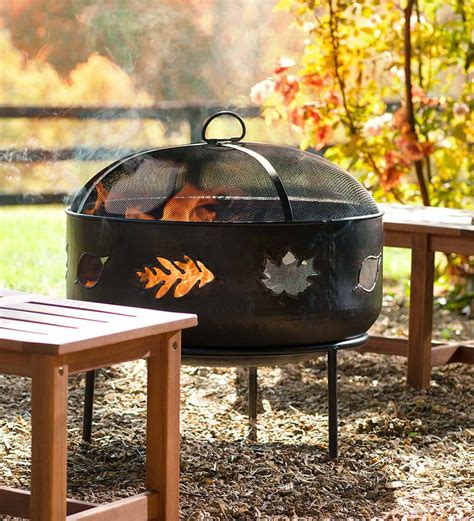 Wood Burning Fire Pit With Leaf Design Plowhearth