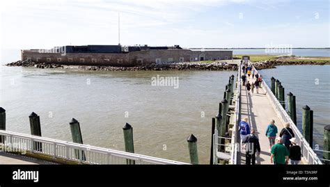 Visitors Arrive At Fort Sumter National Monument Near Charleston South
