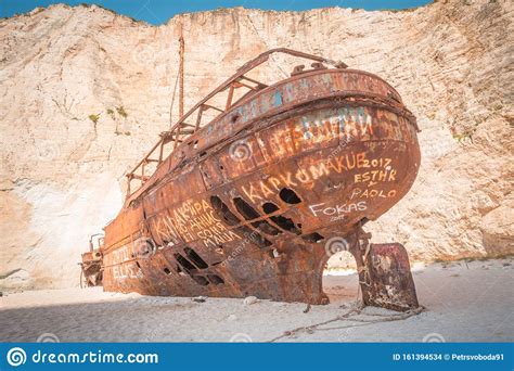 Close Up Of Ship Wreck Beach At The Navagio Beach The Most Famous