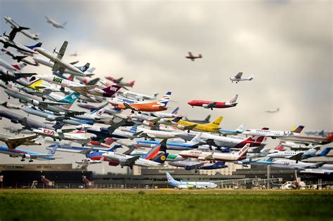 Composite Shot Of Hundreds Of Planes Taking Off At Hanover Airport