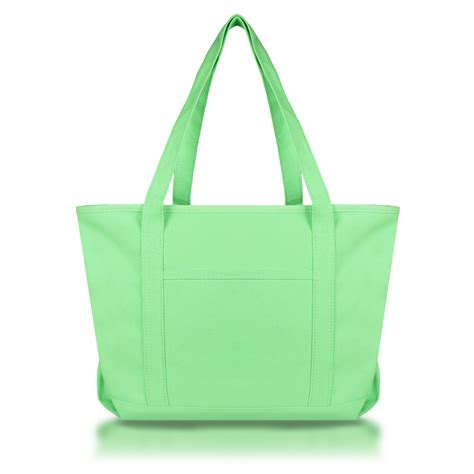 Dalix Womens 23 Deluxe 24 Oz Cotton Canvas Tote Bag Zippered In Mint