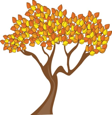 Autumn Trees Clipart Set Cute Fall Tree Red Yellow Leaves  Clipartix