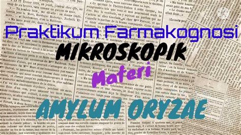 Amylum Oryzae Mikroskopis Praktikum Farmakognosi Youtube