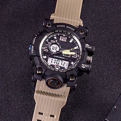 men s watches military sports electronic led stopwatch digital analog dual time outdoor army