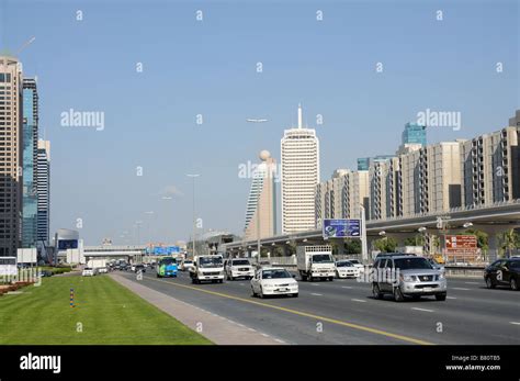 The Sheikh Zayed Road In Dubai Stock Photo Alamy