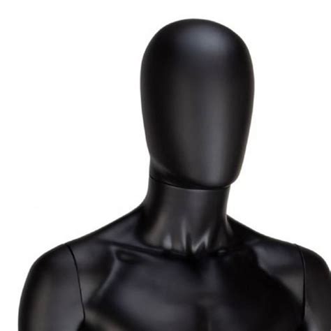 Male Faceless Egghead Display Mannequin Matt Black Inc Stand