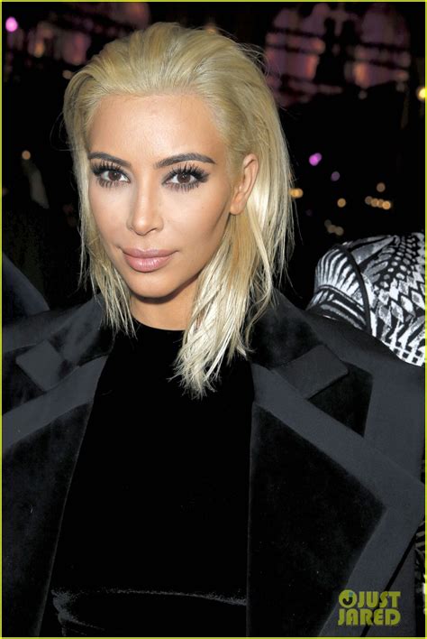 Kim Kardashian Hits Balmain Fashion Show With Her New Platinum Blonde