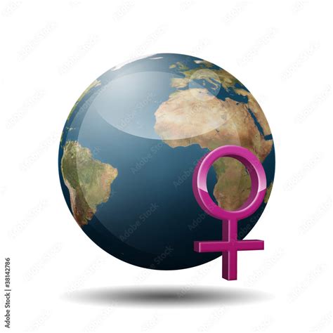 Icono Planeta Tierra D Con Simbolo Sexo Femenino Stock Illustration Adobe Stock