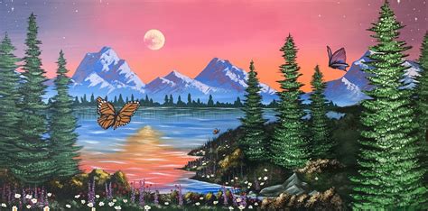 Mystical Acrylic Painting Sunset Mountain Painting Painting