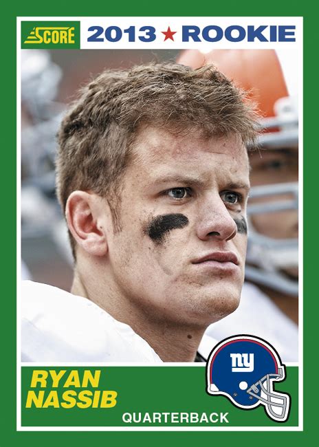 Nassib katılmak için bir atletik burs aldı syracuse üniversitesinerede oynadı syracuse orange futbolu ekibi 2008'den 2012'ye kadar. 2013 NFL Draft: Ryan Nassib Drafted By New York Giants In ...