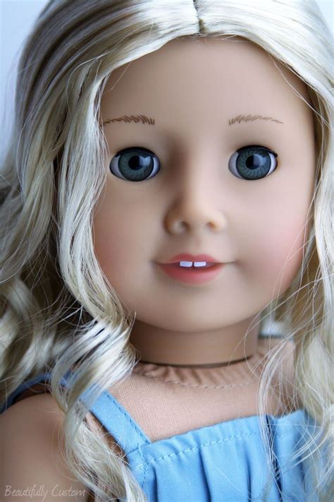 Custom American Girl Doll Caroline With Grey Eyes Outfit Earrings