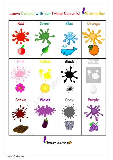 Free Printable Basic Colours Charts For Kids Worksheet