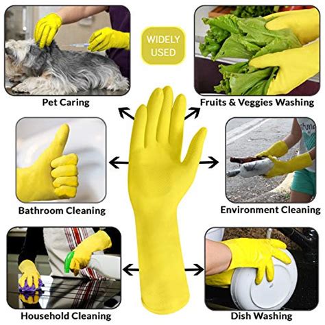 Pairs Dishwashing Gloves Inches Large Rubber Gloves Yellow Flock Lined Heavy Duty