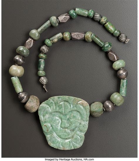 A Necklace Composed Of A Maya Jade Pendant And Beads C 600 900