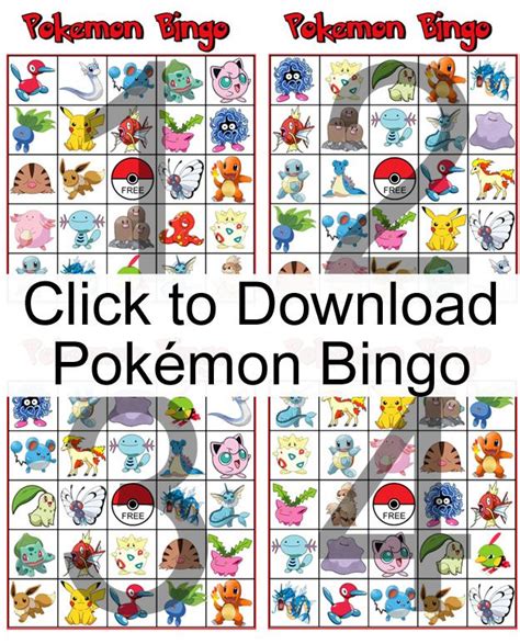 Do Your Kids Love Pokémon Download And Print This Free Pokemon Bingo