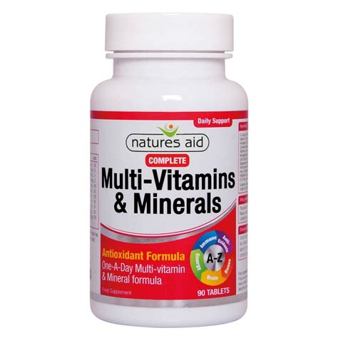 Vitamins and minerals are nutrients your body needs in small amounts to work properly and stay healthy. Natures Aid Complete Multi-Vitamins With Minerals
