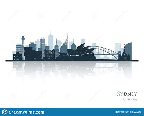 Sydney Blue Skyline Silhouette With Reflection Stock Vector