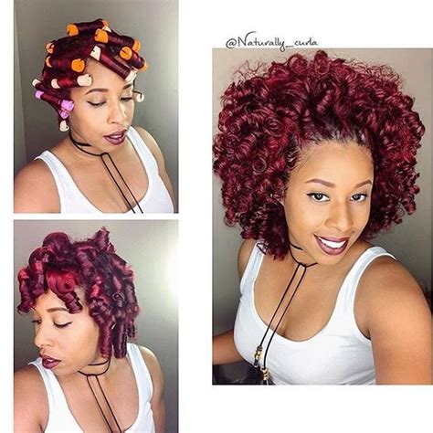 Release and set with tresemmé compressed micro mist hairspray smooth hold level 2 to keep the curls in place. This perm rod set is GORG @naturally_curla ️Color and ...