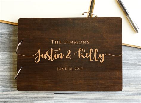 Wedding Guest Book Rustic Guestbook Wood Guest Book Custom Etsy