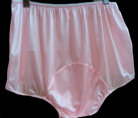 Pink Nylon Tricot Panties With Very Large Mushroom Double Nylon Gusset Adult Sissy Retro Vintage