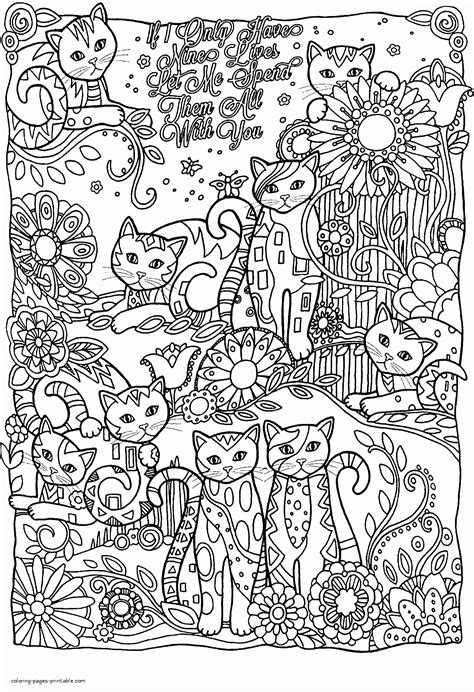 Nine Cats Coloring Page For Adults Coloring Pages Printablecom