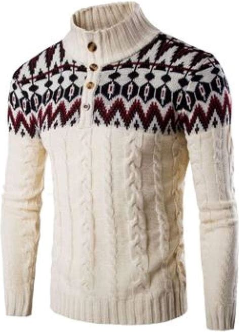 Suéter De Cuello Alto Para Hombre Jersey Con Botones Decoración Con