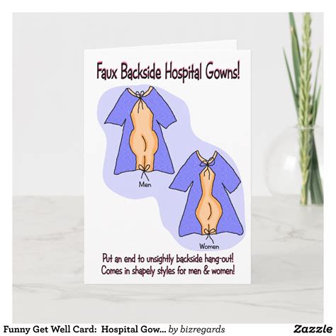 Funny Get Well Card Hospital Gown Humor Card Zazzle Funny Get Well