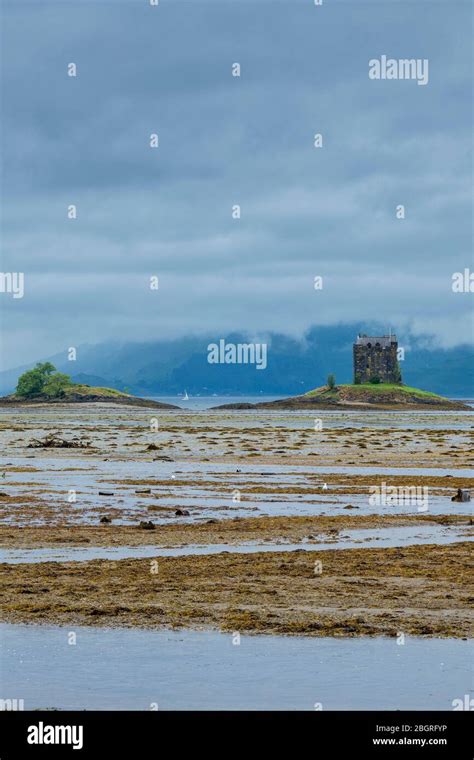 15th Century Stalker Castle Tower House And The Mudflats Of Loch Laich