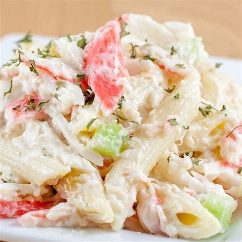 Easy crab salad recipe comes together really quickly with the imitation crab and can be prepared in advance to take for lunch to work or school. This pasta seafood salad recipe uses pasta and imitation ...