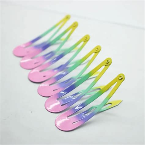 wholesale 6pcs set colorful gradient hair clips 55mm metal snap hair clips hairpins for women