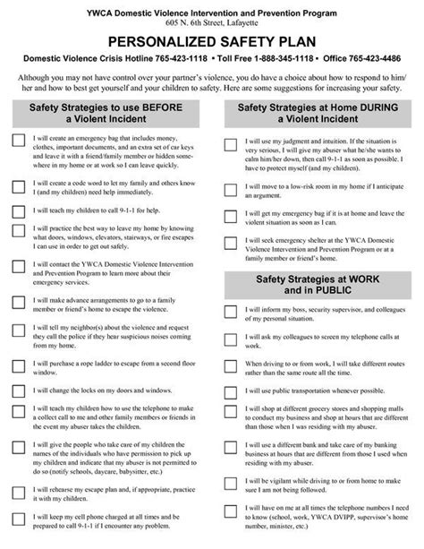 Emotional Safety Planning Worksheet Worksheets