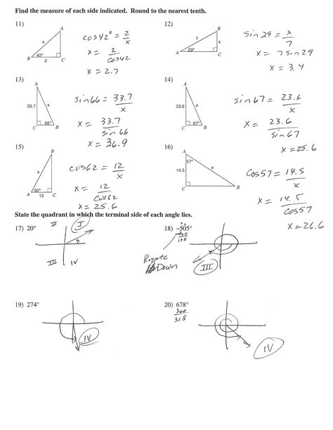 The word trigonometry is derived from the greek words 'trigonon' and 'metron'. 10 Best Images of Trigonometry Worksheets With Answer Key - Special Right Triangles Worksheet ...