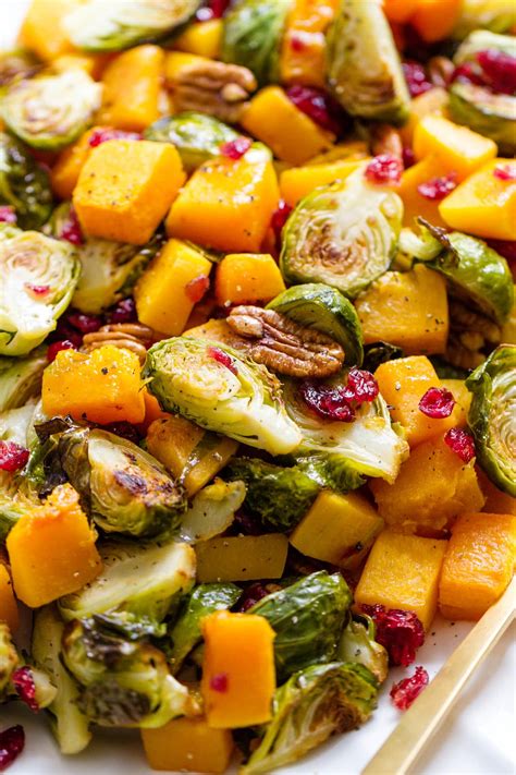 Brussels Sprouts And Butternut Squash W Cranberries Pecans The