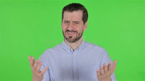 Portrait Of Man Feeling Shocked Green Screen Stock Image Image Of