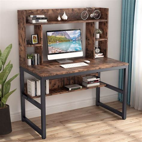 Tribesigns 47 Computer Desk With Hutch Modern Writing Study Table