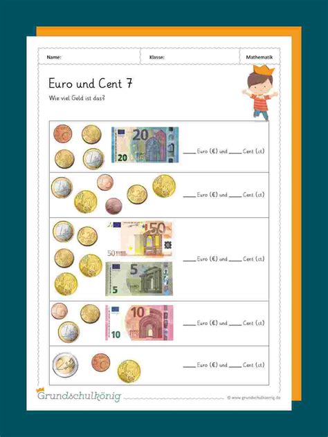 Kostenlose arbeitsblätter zum rechnen mit geld / euro und cent in der 2. Euro Und Cent Umwandeln, Dezimalzahlen, Arbeitsblatt ...
